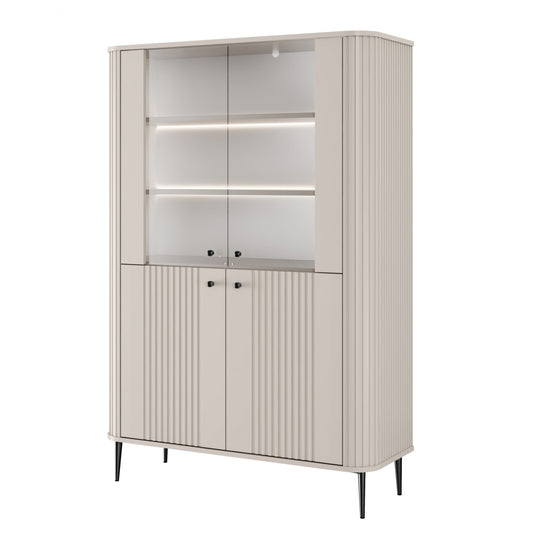 Vitrīnas skapis Vespa 103/156/38 cm kašmirs/melns - N1 Home