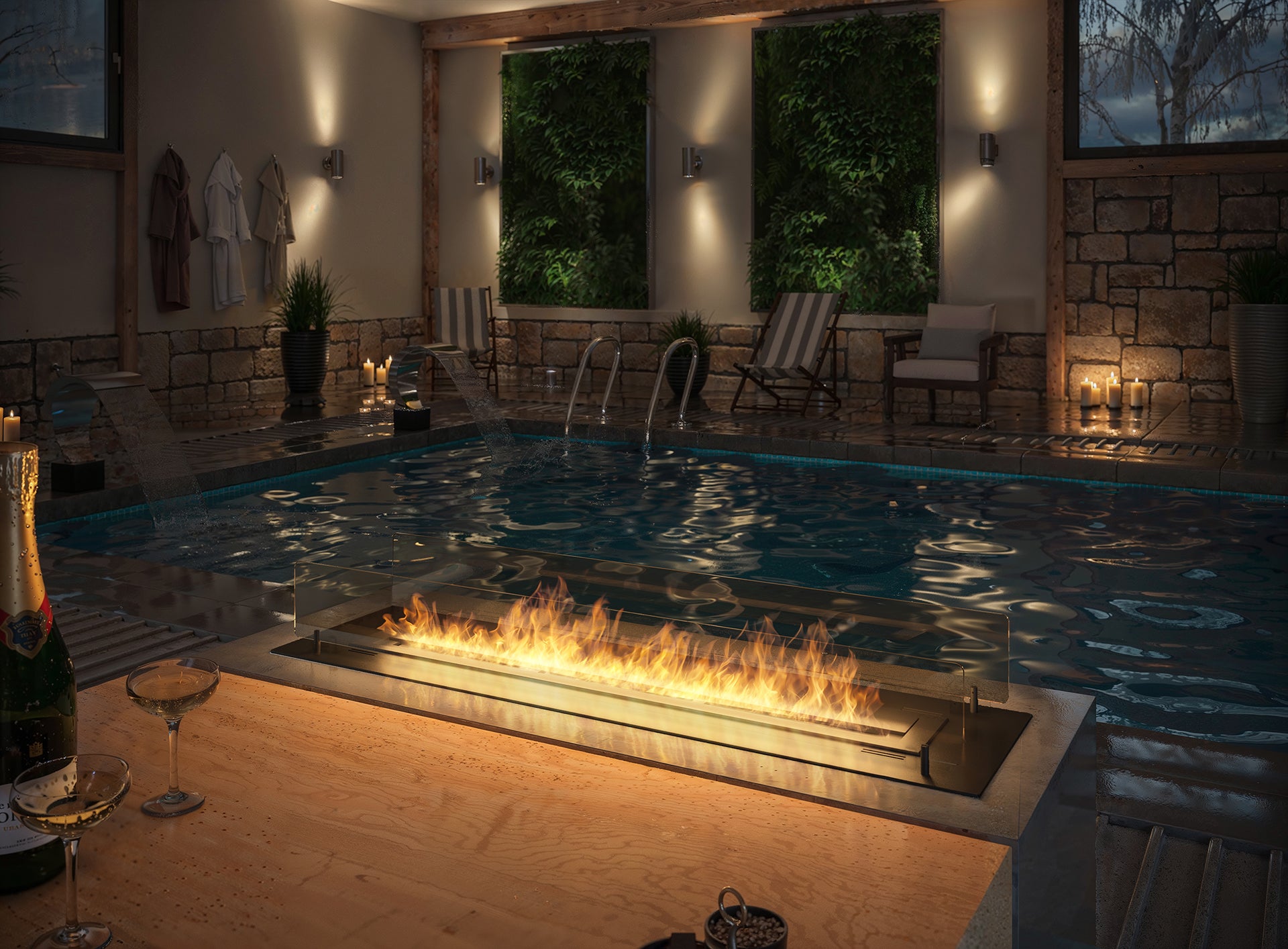 Biokamīns Inser 60/32/550; 100/32/50; 120/32/50 cm melns - N1 Home