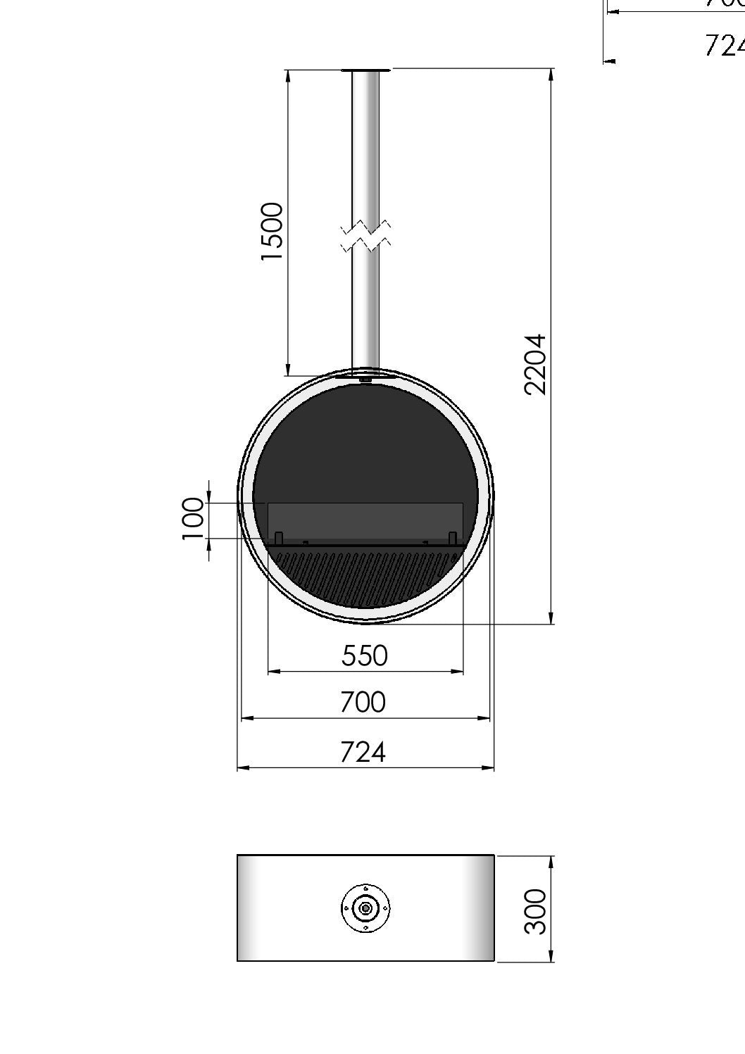 Biokamīns Incyrc Slim 72/30/220 cm gaiši zils - N1 Home