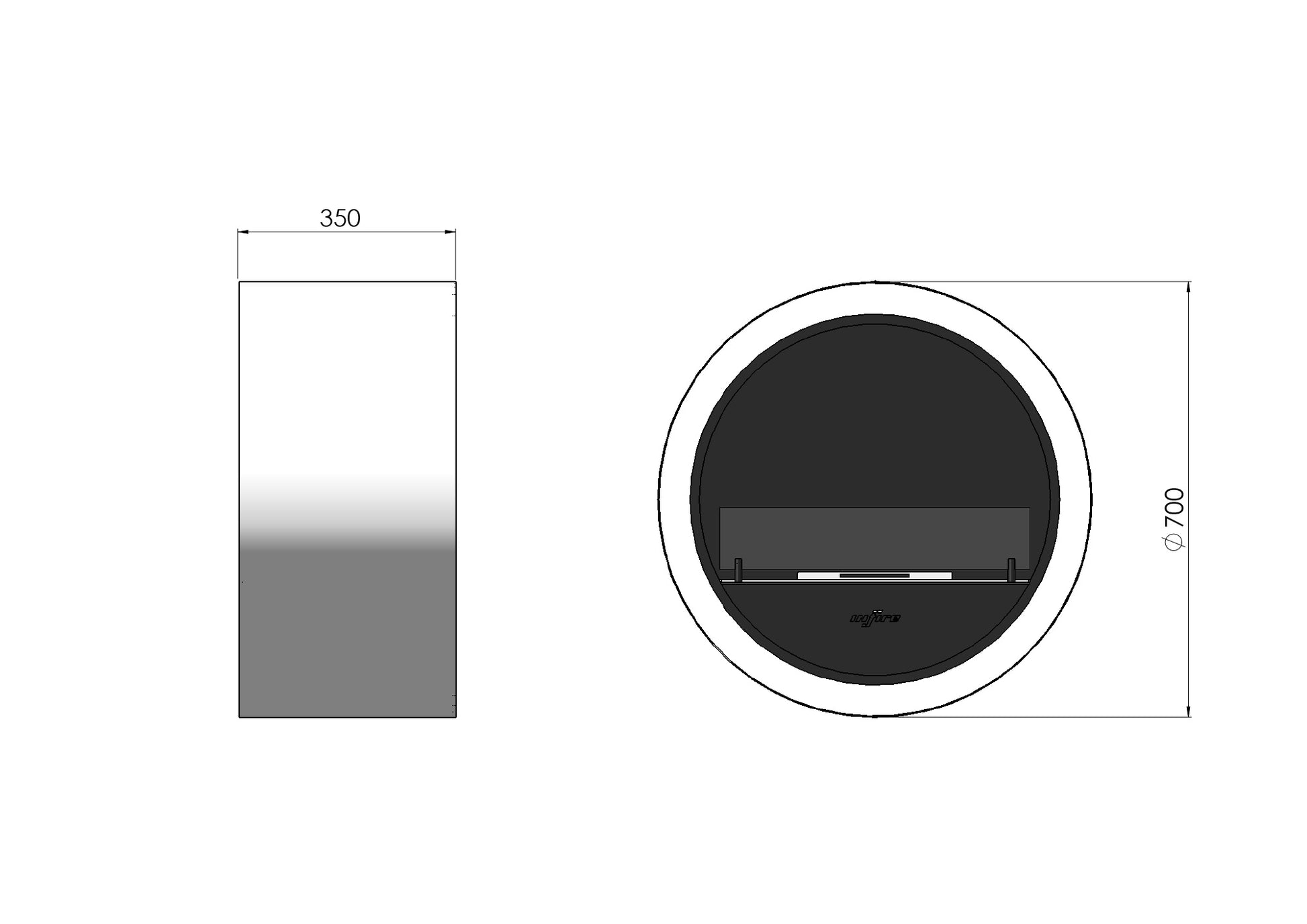 Biokamīns Incyrk Wall 70/35 cm melns - N1 Home