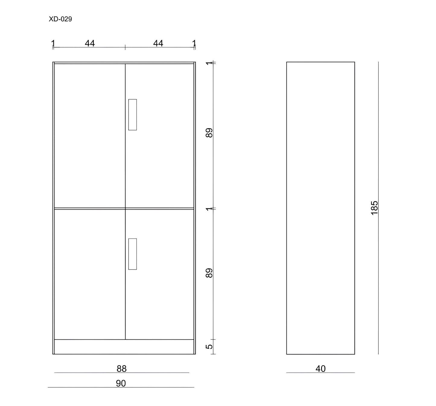 Skapis Uno 185/90/40 cm pelēks/balts - N1 Home