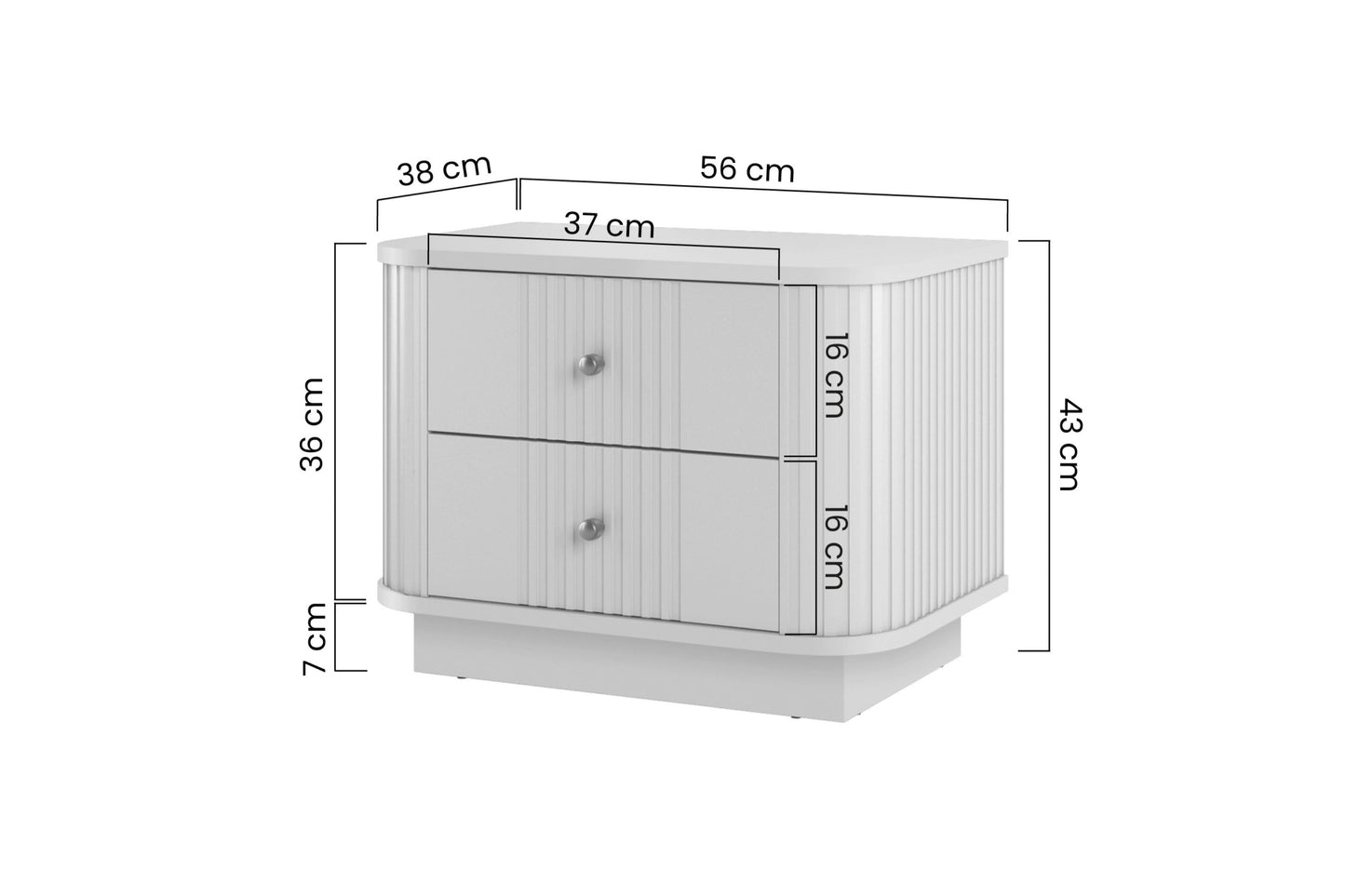 Naktsskapītis Vespa (2) 56/43/38 cm melns/melns - N1 Home