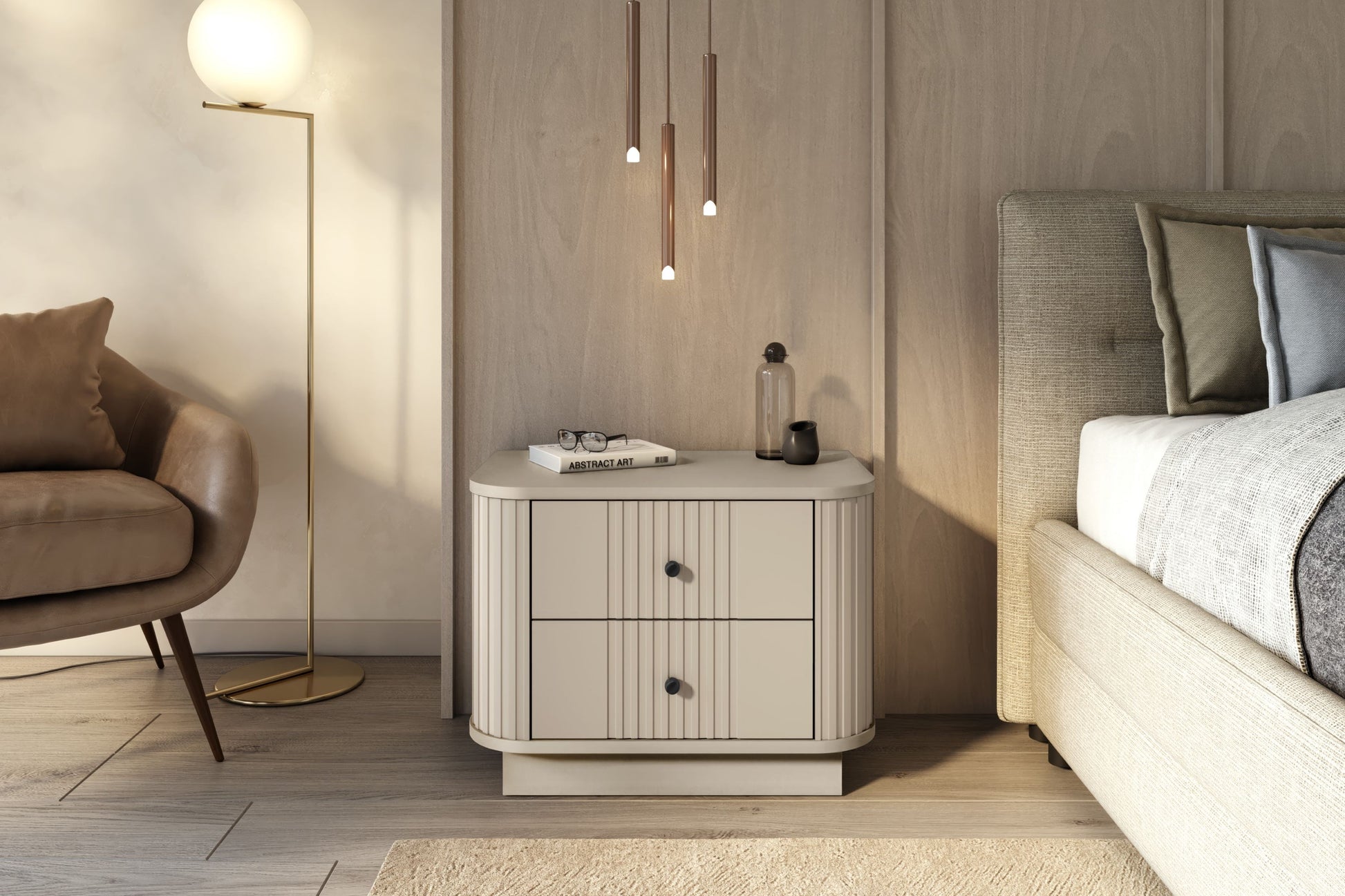 Naktsskapītis Vespa (2) 56/43/38 cm kašmirs/melns - N1 Home