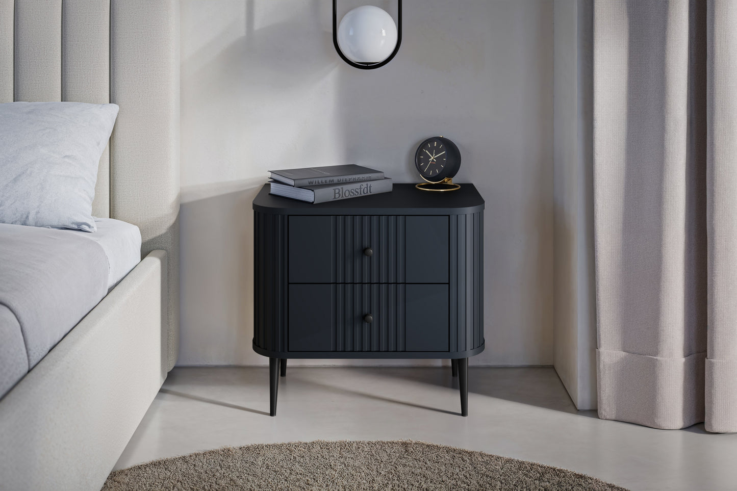 Naktsskapītis (2) Vespa 56/51/38 cm melns/melns - N1 Home