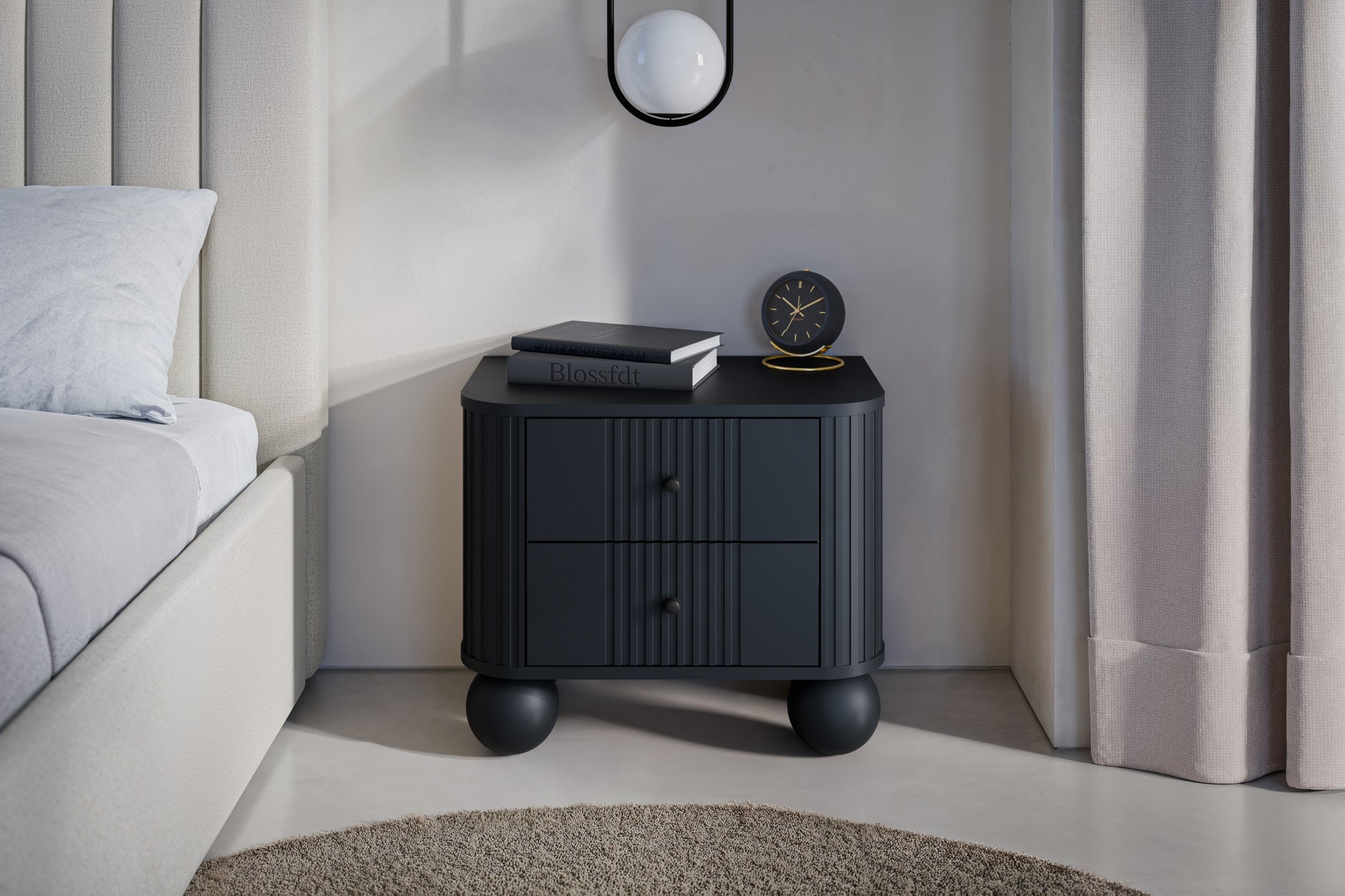 Naktsskapītis (2) Vespa 56/48/38 cm melns/melns - N1 Home