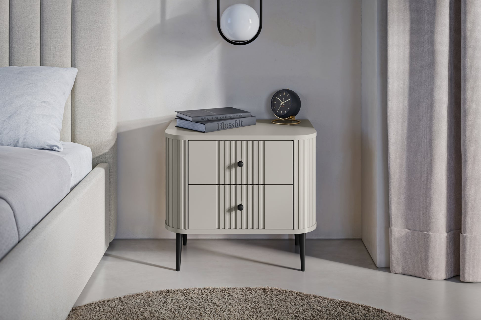 Naktsskapītis (2) Vespa 56/51/38 cm kašmirs/melns - N1 Home