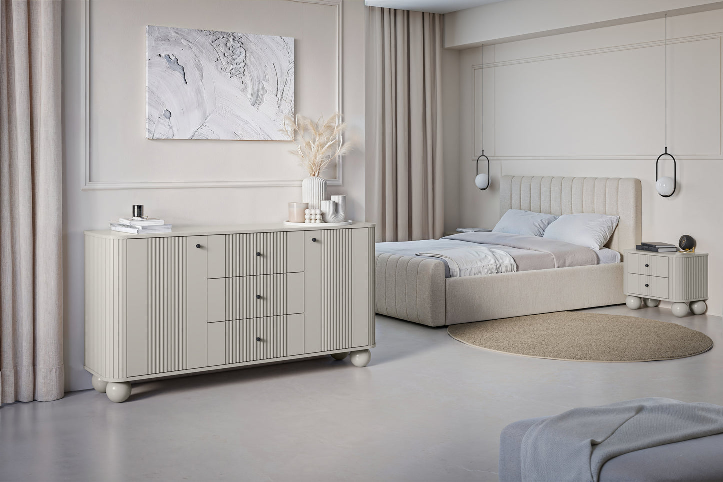 Naktsskapītis (2) Vespa 56/48/38 cm kašmirs/melns - N1 Home