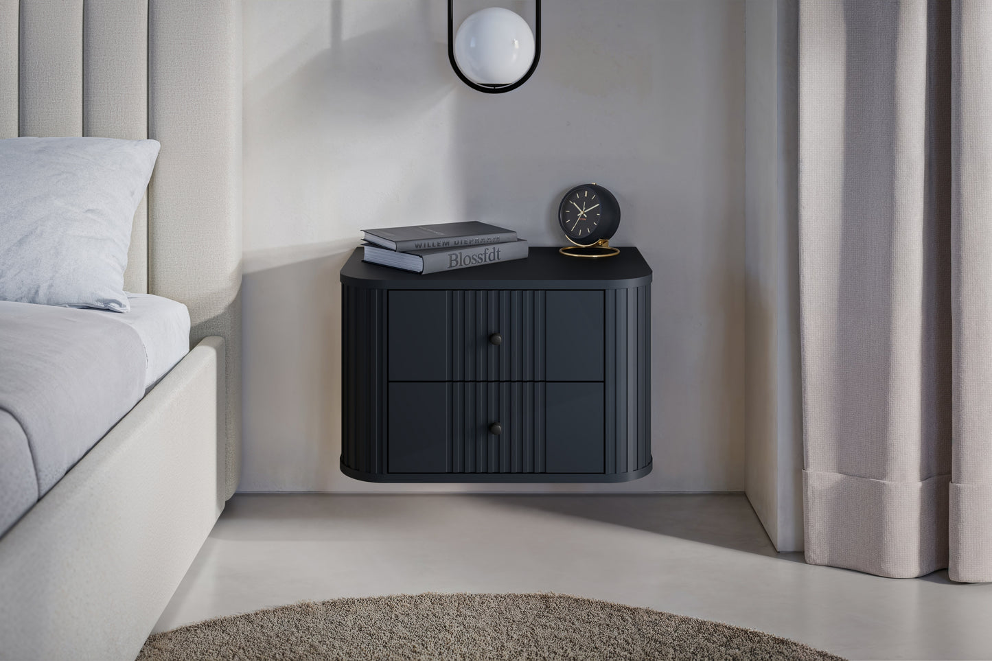 Naktsskapītis (2) Vespa 56/48/38 cm melns/melns - N1 Home