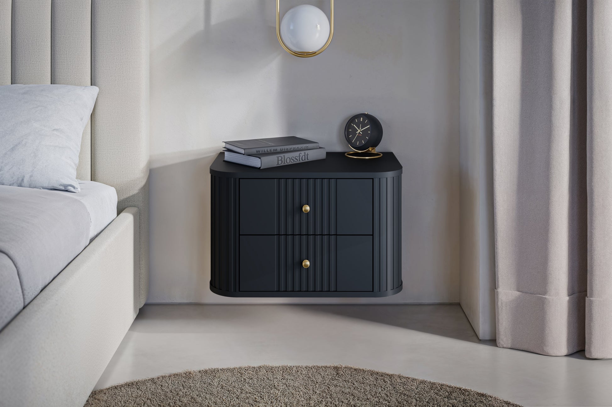 Naktsskapītis (2) Vespa 56/48/38 cm melns/zelts - N1 Home