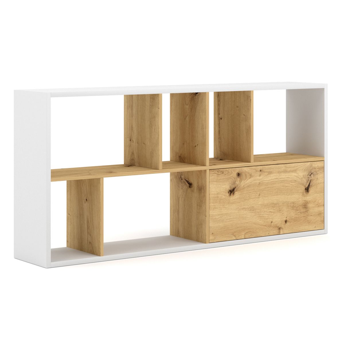 Grāmatu skapis NUORO WHITE/ OAK ARTISAN 75x30x160 cm - N1 Home