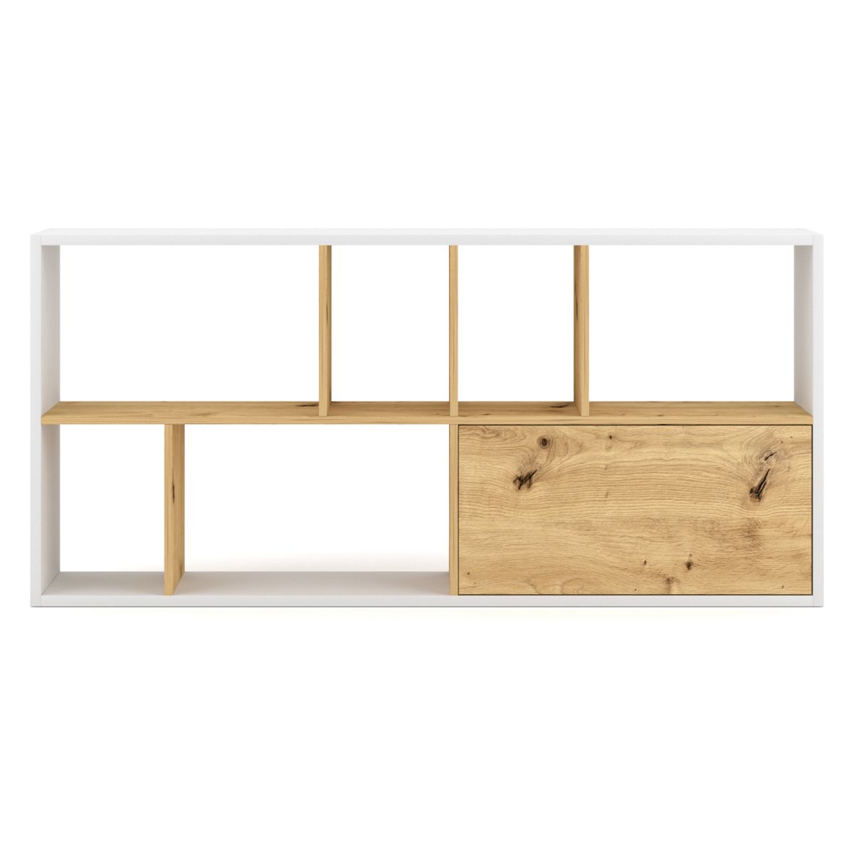 Grāmatu skapis NUORO WHITE/ OAK ARTISAN 75x30x160 cm - N1 Home