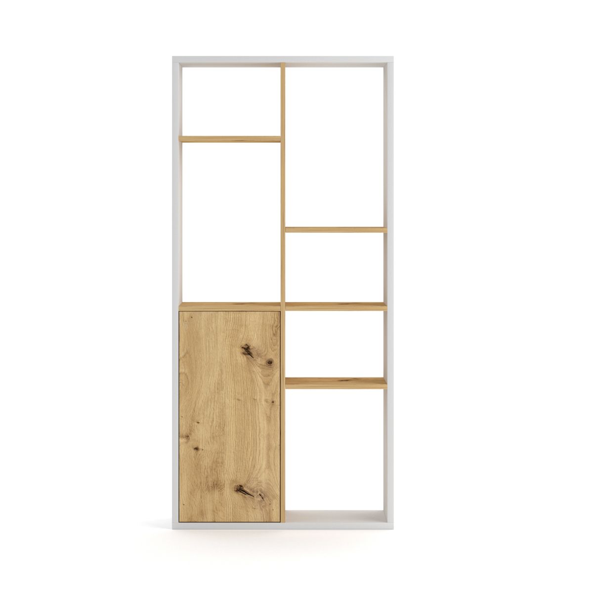 Grāmatu skapis NUORO WHITE/ OAK ARTISAN 75x30x160 cm - N1 Home