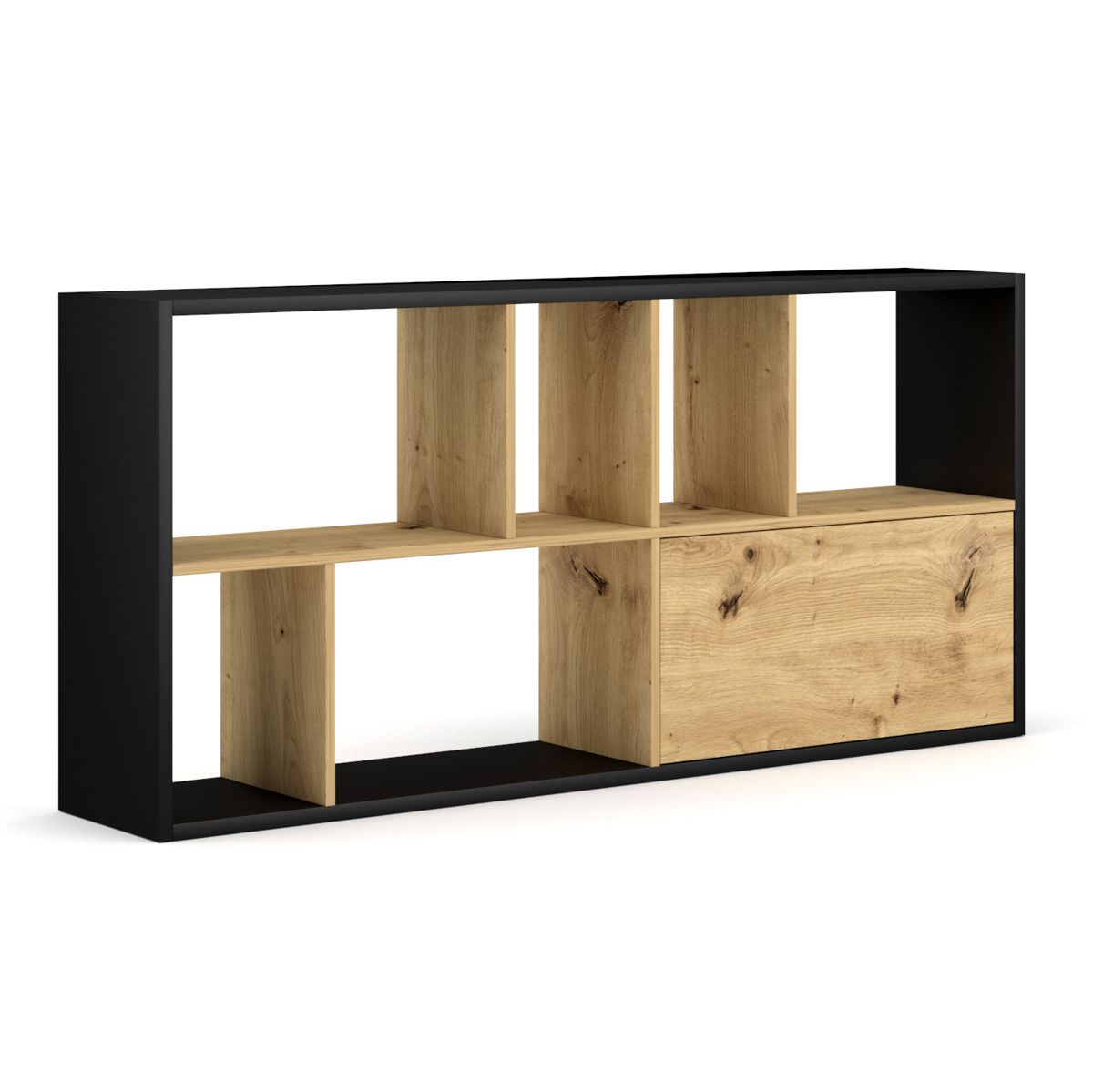 Grāmatu skapis NUORO BLACK/ OAK ARTISAN 75x30x160 cm - N1 Home