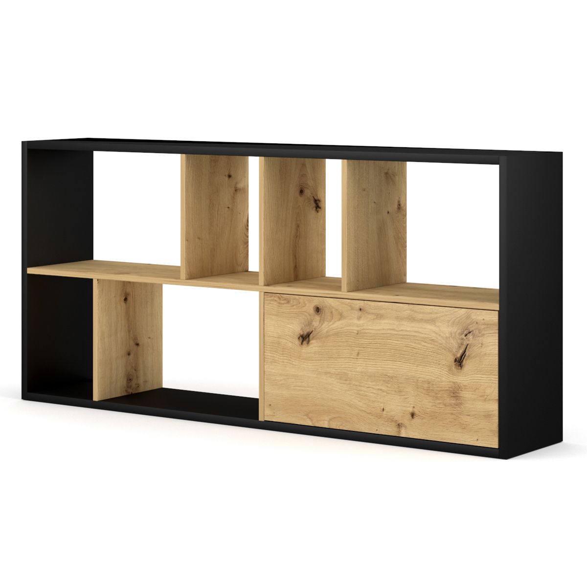 Grāmatu skapis NUORO BLACK/ OAK ARTISAN 75x30x160 cm - N1 Home